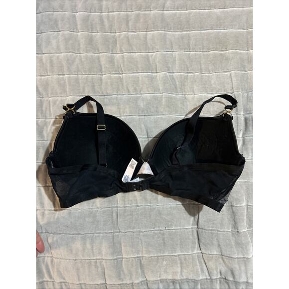 Victoria’s Secret Padded Demi Bra Black White Lace 36DD Underwire - Picture 3 of 6